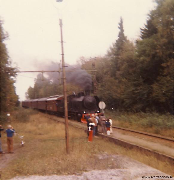 Ångloksdraget tåg i Lannabruk 1982. - klicka för att stänga rutan