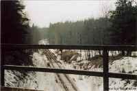 Utsikt från bron väster om Mullhyttemo våren 1984. - klicka för att förstora