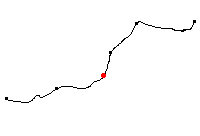 Den röda punkten visar platsen för Fjugesta banmästarbostad längs Svartåbanan - klicka för att förstora