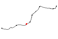 Den röda punkten visar platsen för Gropen längs Svartåbanan - klicka för att förstora