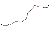 Den röda punkten visar platsen för Latorpsbruk banvaktstuga längs Svartåbanan - klicka för att förstora