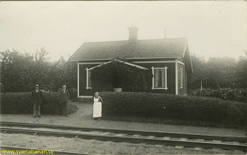 Holmstorp banvaktstuga omkring 1925-1930. - klicka för att förstora Holmstorp banvaktstuga omkring 1925-1930. - klicka för att förstora