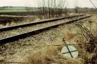 Spåret vid södra södra infarten till Latorpsbruk den 11 april 1991. - klicka för att förstora