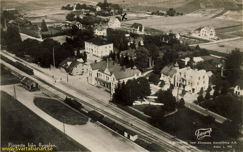 Flygfoto över Fjugesta station före 1937. - klicka för att förstora