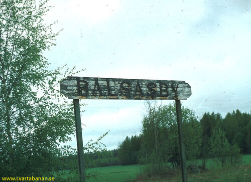 Hållplatsskylten vid Bälsåsby 1976. - klicka för att förstora