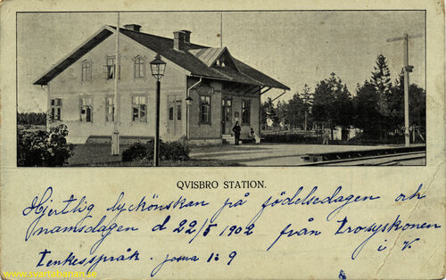 Kvistbro stationshus omkring 1902. - klicka för att förstora