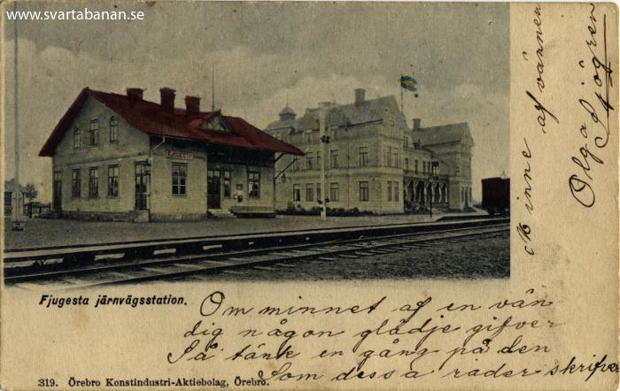 Fjugesta stationshus och järnvägshotell i början av 1900-talet - klicka för att stänga rutan