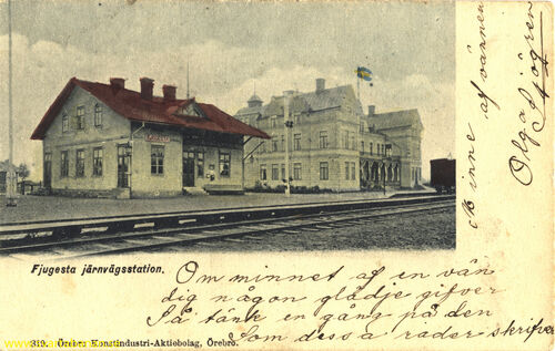 Fjugesta stationshus och järnvägshotell i början av 1900-talet - klicka för att förstora