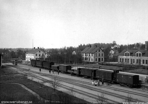 Fjugesta bangård i början av 1900-talet. - klicka för att förstora