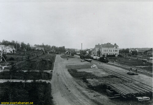 Fjugesta bangård i början av 1900-talet. - klicka för att förstora