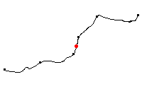 Den röda punkten visar platsen för Brånsta längs Svartåbanan - klicka för att förstora