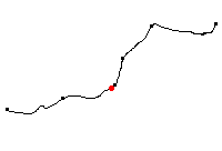 Den röda punkten visar platsen för Edsbergsvägens banvaktstuga längs Svartåbanan - klicka för att förstora