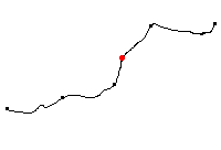 Den röda punkten visar platsen för Hidingebro längs Svartåbanan - klicka för att förstora