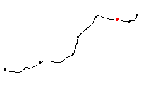 Den röda punkten visar platsen för Lindbacka banvaktstuga längs Svartåbanan - klicka för att förstora